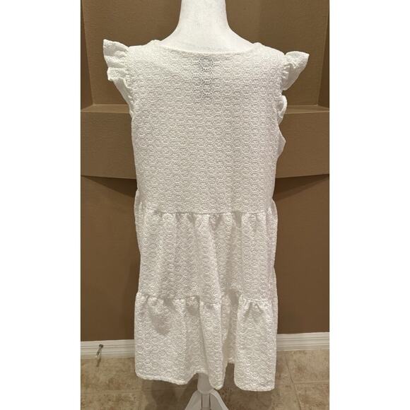 Joie White Eyelet Flutter Sleeve Mini Dress Size XL - Picture 7 of 7